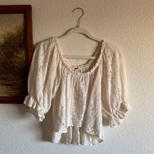 NWOT Free People Cream Lace Blouse